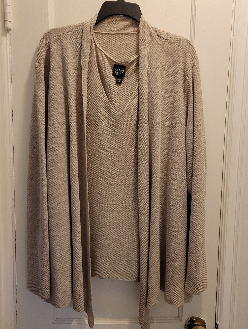 Eileen Fisher Linen 2-Piece Set Cardigan & Sleeveless Top Neutral Size 2X